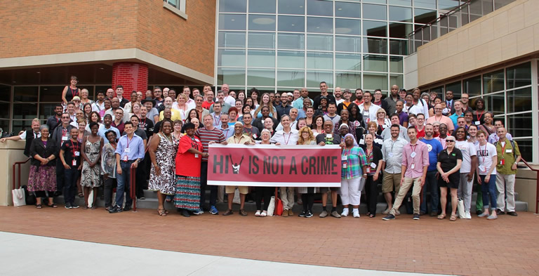 Group picture from the First National HIV is not a Crime Training Academy held at Grinnell College in 2014. Image courtesy of the SERO Project.